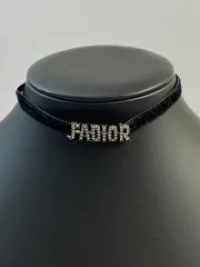 【中古品】Christian Dior クリスチャンディオール J’ADIOR ジャ ディオール ベロア ラインストーン チョーカー ネックレス 【182-260307-SH-14-min】