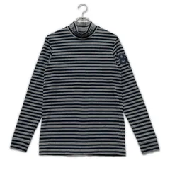 中古 メンズ パーリーゲイツ PEARLY GATES 長袖シャツ 4(M) 紺×グレー ネイビー×グレー モックネック ハイネック ボーダー