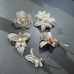 【vintage】シルバー刻印　フィリグリーブローチ　5点まとめ売り　GT-W3