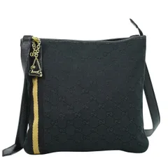 本物 グッチ GUCCI シェリーライン GGキャンバス ショルダーバッグ ポシェット ブラック 144388 Shelly Line バッグ 中古・