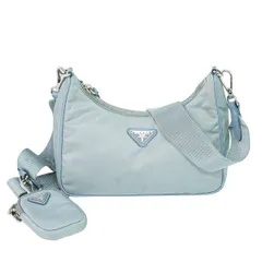 本物 プラダ PRADA Re-Edition 2005 ショルダーバッグ ポシェット ナイロン ライトブルー バッグ 中古・