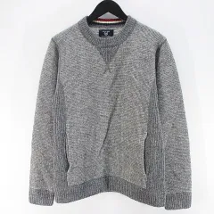 コムサコミューン COMME CA COMMUNE 長袖 ニット セーター M 灰系 グレー クルーネック 編地切替 リブ 毛 ウールのサムネイル
