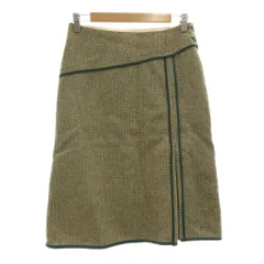 ブルーデブレス BLUE DE BRESSE スカート 38 ウール 緑 グリーン ヘリンボーン柄 パイピングデザイン /NU ■GY58