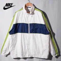 ナイキ NIKE ナイロンジャケット XL ホワイト グリーン ネイビー 00s ロゴ刺繍 ヴィンテージ Vintage ストリート Y2K オーバーサイズ スポーツミックス 古着 J201