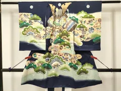 平和屋着物[]お宮参り　男の子　祝着　産着　初着　のしめ　兜　宝尽くし松文　暈し染め　金彩　逸品　DABC5047ma