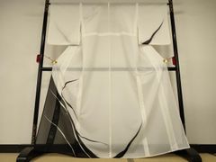 紋紗 付け下げ 夏物 波 居敷当て付き 透け感 正絹 ガード加工済 G016 