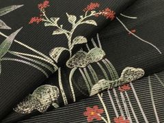 D765 夏着物 訪問着 二重紗 花模様 黒地 正絹 未使用極美品 - メルカリ