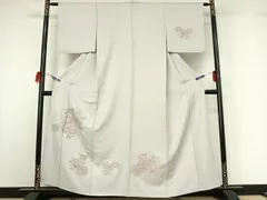 平和屋着物▽中国三大刺繍　汕頭刺繍　スワトウ刺繍　訪問着　単衣　几帳花文　正絹　逸品　AABG7034jh