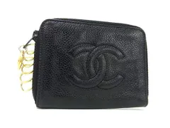 CHANEL シャネル キーケース ココマーク ブラック キャビアスキン ユニセックス ラウンドファスナー 6連 ゴールド金具