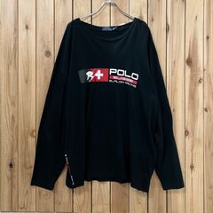 極美品】POLO RALPH LAUREN ロンT XL 袖プリント 黒 - メルカリ