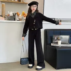 卒業式 パンツスーツ 女の子 フォーマル スーツ トップス セットアップ おしゃれ 黒 卒業式 七五三 入学式 結婚式 発表会 パンツ 子供服#cbv5