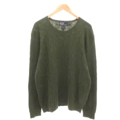ポロ バイ ラルフローレン Polo by Ralph Lauren セーター 絹 シルク LL 緑 グリーン ケーブル編み ラウンドネック 長袖 /YJ ■GY61