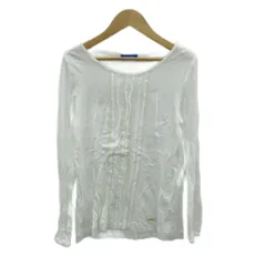 ブルーレーベルクレストブリッジ BLUE LABEL CRESTBRIDGE カットソー 長袖 38 M 白 ラウンドネック プリーツ装飾 /SY27 ■GY58