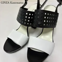 GINZA Kanematsu  銀座かねまつ バイカラー パンチング サンダル 23.5cm 10cmヒール