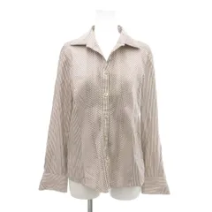 レリアン Leilian オープンカラーシャツ 赤系 ストライプ柄 長袖 ピンタック /NL ■GY61