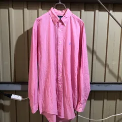 2129 Ralph Lauren 長袖シャツ ピンク 34/35 L〜XL ラルフローレン ギンガムチェック ワンポイント 刺繍ロゴ ポロポニー カジュアルシャツ 古着卸 アメリカ仕入