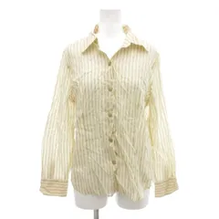 レリアン Leilian 美品 オープンカラーシャツ 11 ベージュ ストライプ柄 長袖 /NL ■GY61