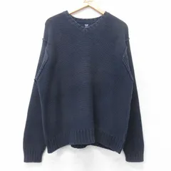 L/古着 ギャップ GAP 長袖 セーター メンズ 00年代 00s コットン Vネック 紺 26jan20