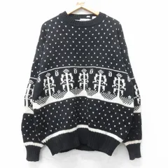 XL/古着 ピエールカルダン 長袖 セーター メンズ 90年代 90s バーズアイ ウール クルーネック 黒他 26jan20のサムネイル