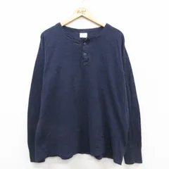 XL/古着 エルエルビーン 長袖 ビンテージ サーマル Tシャツ メンズ 90年代 90s RIVER DRIVERS SHIRT 大きいサイズ ヘンリーネック USA製 紺 26jan20