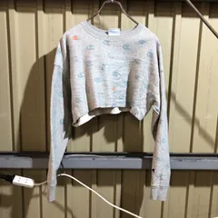2131 Champion REVERSE WEAVE トレーナー グレー M チャンピオン リバースウィーブ スウェット 総柄 ワンポイント 刺繍ロゴ クロップド丈 古着卸 アメリカ仕入
