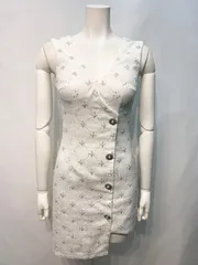 2371 JEWELS ジュエルズ　キャバクラ　ドレス　ツイード　スパンコール　パールボタン　ノースリーブ　タイト　ミニ　キャバドレス　XS