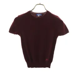 BURBERRY LONDON BLUE LABEL バーバリー ロンドン ブルーレーベル 半袖 ニット M ボルドー 三陽商会 セーター レディース 古着