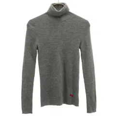 Paul Smith BLACK ポールスミス ブラック ウール 長袖 タートルネック セーター M グレー ニット さくらんぼ レディース 古着