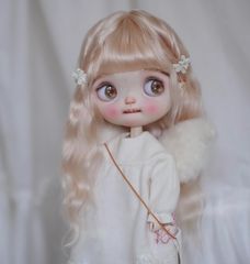 カスタムアイシードール ❁希少 半透明肌 ウィッグ、ドレス、花飾り