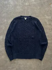 L.L.Bean ケーブルニット セーター S ネイビー クルーネック コットンニット