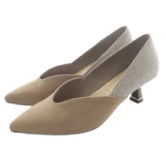 ルタロン Le Talon スエード 柄 ポインテッドトゥ パンプス 切替 22.5cm 茶色 グレー