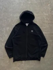 adidas Originals ジップパーカー 2XL ブラック トレフォイル バックプリント