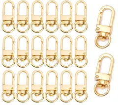 【特価セール】キーホルダー 金具 20個セット ナスカン ワンタッチキーホルダー 回転フック 360度回転 修理 交換 パーツ ハンドメイド アクセサリー DIY 手芸用品 手作り 素材 (ゴールド)