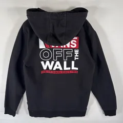 古着 バンズ VANS パーカー スウェット バックプリント ロゴ プルオーバー スケーター フーディ S  ブラック メンズ