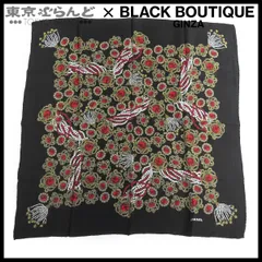 CHANEL ヴィンテージスカーフ アクセサリ柄 グリポア BK×マルチカラー CHANEL ヴィンテージスカーフ アクセサリ柄 グリポア BK×マルチカラー
