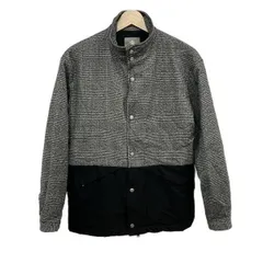 nano universe(ナノユニバース) ブルゾン サイズS レディース - 黒×白 長袖/チェック柄/ジップアップ/中綿/秋/冬