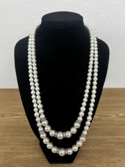 ÷2 2連パールネックレス ライトストーン フォーマル 【アクセサリー】 【0.5】