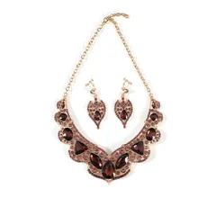 [ＫＫ　Ｓｏｌｉｓ] ネックレス イヤリング セット ゴージャス 社交 競技 ベリーダンス 結婚式 発表会 演奏会 舞台 衣装 レディース アクセサリー 孔雀モチーフ クリスタルガラス 《彩翼 -Saiyoku-》 (パープル・イヤリングセット) [パープル]