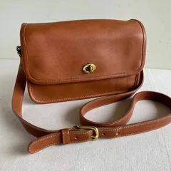 80s Vintage Coach Compartment Bag British Tan Leather Shoulder Bag USA
