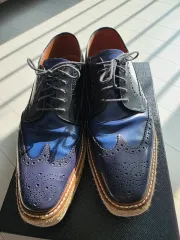 プラダ ブルー/ブラック ウイングチップ メンズ 靴 正規品 265 お勧め