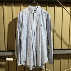 2141 Ralph Lauren 長袖シャツ ライトブルー 34/35 L〜XL ラルフローレン カジュアルシャツ ワンポイント 刺繍ロゴ ポロポニー ギンガムチェック 古着卸 アメリカ仕入