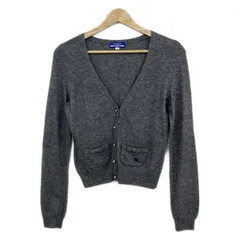 バーバリーブルーレーベル カーディガン サイズ38 M レディース - ダークグレー 長袖/カシミヤ混/ビジューボタン/Vネック/ポケットリボン