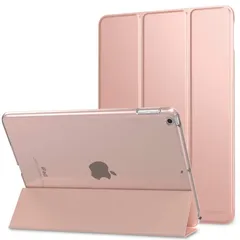 MOKO iPad 9.7 ケース 2018/2017 MoKo iPad 9.7型 第6/5世代用 保護カバー スタンドケース オートスリープ対応 高級PUレザーPC製 裏地マイクロファイバー 軽量 薄型 傷つき/汚れ防止 スマートケース 半透明 RoseG