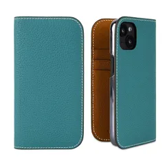 【新品】 iPhone14対応 スマホケース 携帯ケース 手帳型 本革 ケース トゴレザー 携帯カバー スマートフォン カード収納 薄型 軽量 ギフト ピーコックグリーン, iPhone14Pro用 0