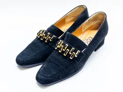 COCA ITALY  黒スエード ゴールドチェーン ローファー パンプス 22.5〜23cm ヴィンテージイタリア靴 22.5-23cm　★