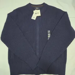ユニクロU クルーネック フルジップアップ カーディガン ネイビー 新品