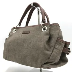 アニエスベー ボヤージュ ハンドバッグ トート キャンバス レザー グレー系