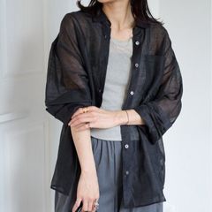 極美品 プラージュ 2025SS 上質 ピュアラミー シアーシャツ 黒