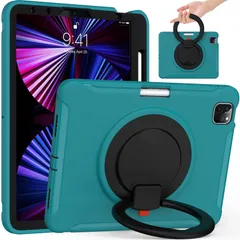 iPadAir ケース2022/2020年 第4世代/5世代 ケースiPad Pro 対応 11 第4/3/2/1世代 (M4/M3/M2) 用 カバー リング付き 11インチ 衝撃吸収 軽い 頑丈 Air 360°回転スタンド 多方向 iPad ハンドル付 