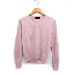 グリーンレーベルリラクシング ユナイテッドアローズ green label relaxing Vネック ニット セーター 長袖 ウール混 ラメブレンド ピンク /FT13